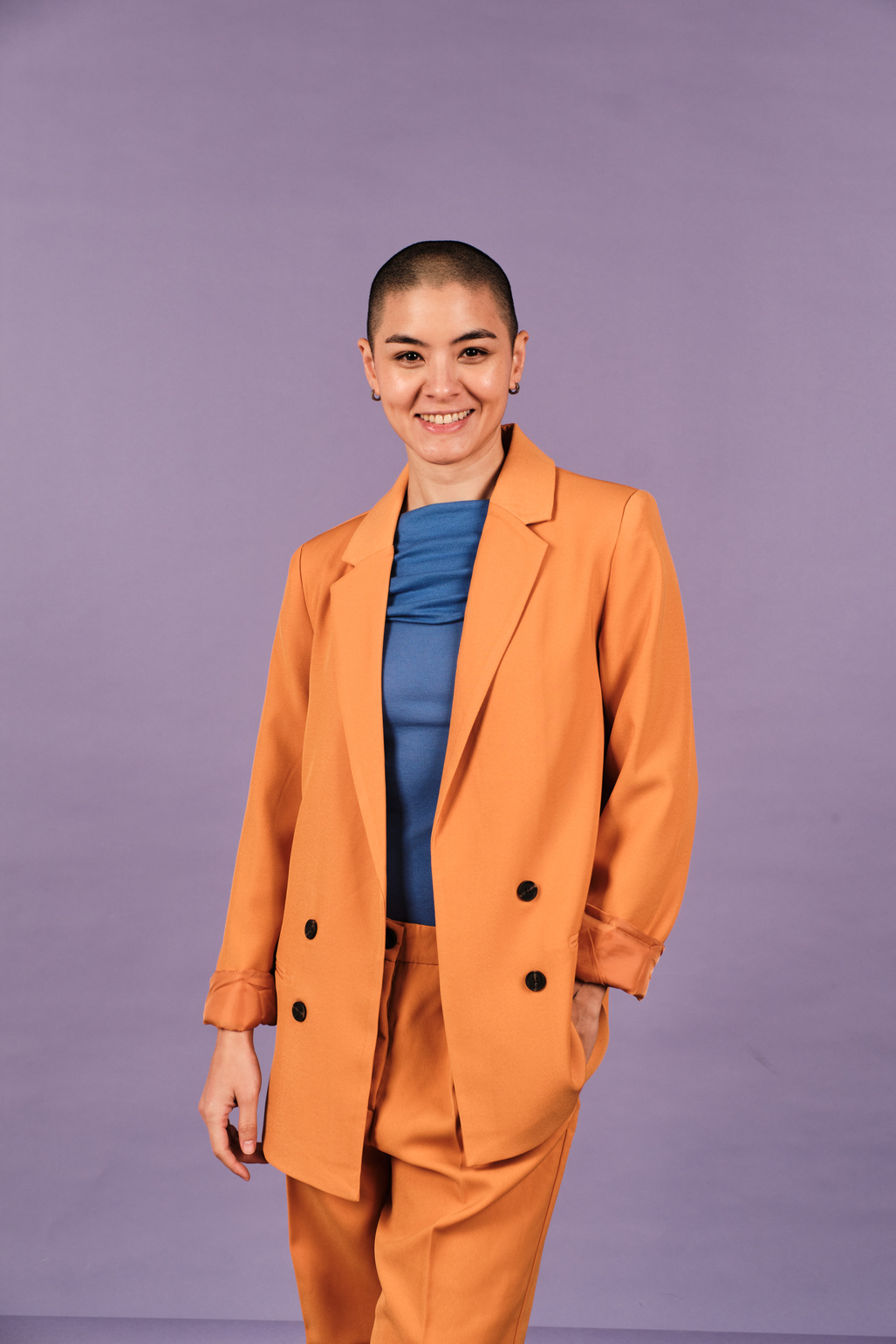 Colorful Portrait of Creative Professional on Purple Background